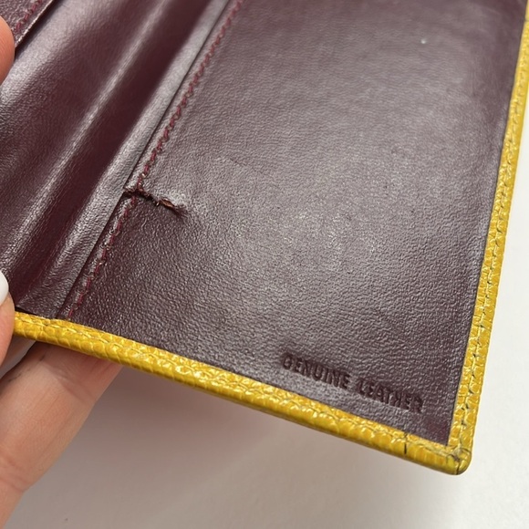 Neiman Marcus Pebble Croc Embossed Leather Long Bifold Checkbook Cover Wallet - Picture 4 of 7